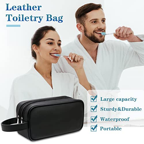 HappyDavid Necessaire de viagem de couro de poliuretano macio com zíper para homens e mulheres (pret