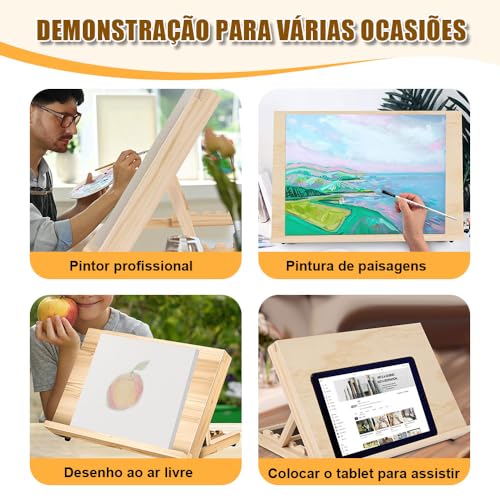 Pintura de Mesa Dobravel Cavalete (45cm), Cavalete de Mesa, Cavalete para Pintura, Cavalete para Pin