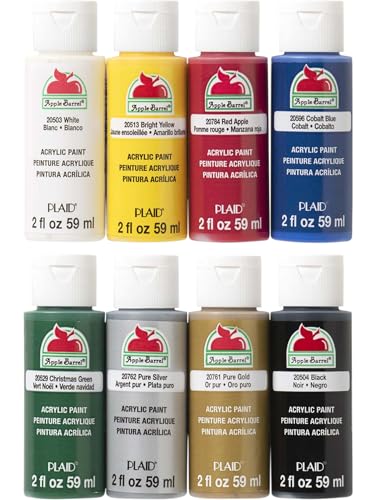 Apple Barrel, Acrylic Paint, Top 8 Color Set, 2 oz. Bottles, Assorted Colors, (Pack of 8)