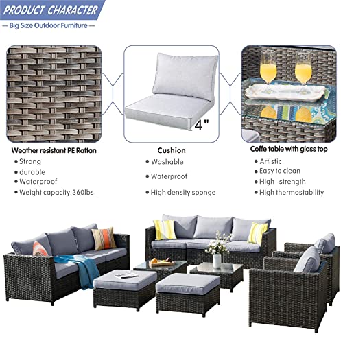 Oviospatiofurnitureset12piecesoutdoorconversationsetallweatherwickerrattansectionalsofasetswiththickcushionsfullyassembledbigsizegreywickergrey Urban Country Home Decor Ovios patio furniture set 12 pieces outdoor conversation set all weather wicker rattan sectional sofa sets with thick cushions fully assembled big size grey wicker grey urban country home decor