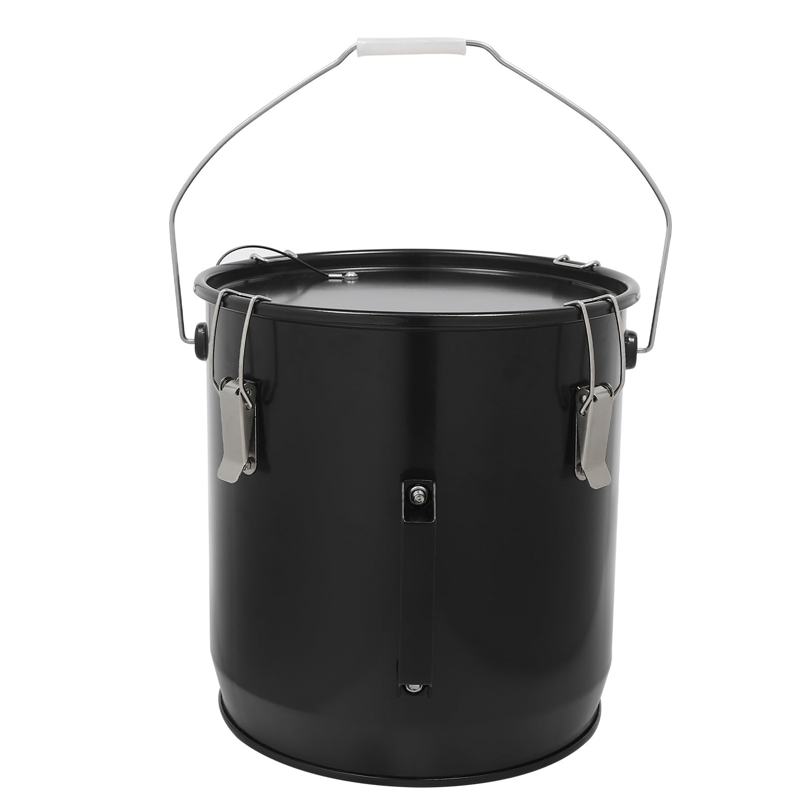 Fryer Grease Bucket 6 Gal Oil Disposal Caddy Steel Fryer Oil Bucket Transport Container W/Lid & Lock Clips Top Handle Rust-Proof Coating Oil Caddy For Oil Storing And Moving (Black)