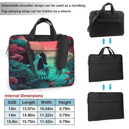 Bolsa para portátil 14 pulgadas impermeable con diseño Skull Tree Mushroom miniatura 4