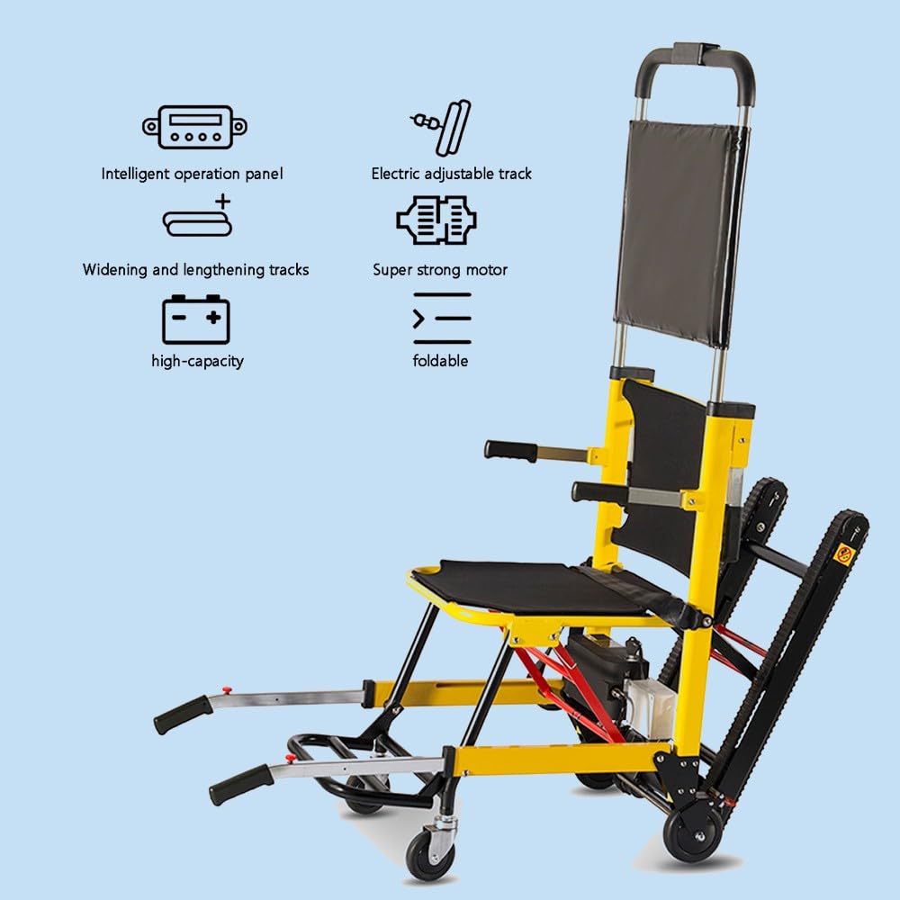 Elektrischer Rollstuhl Treppensteiger,Tragbarer Leichter Treppenlift, Handwagen-Treppensteiger elektrisch für Behinderte,kann Treppen hoch-und runtergehen,Zugwagen, Klappwagen