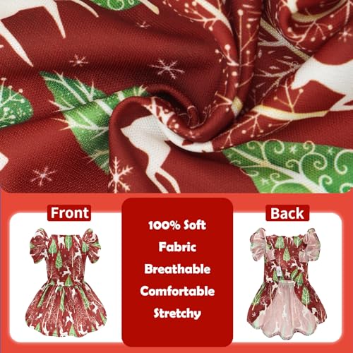 Image of CuteBone Frilly Dog Dress Princess Puppy Christmas Dresses with Ruffled Sleeves Cat Clothes Outfit for Small Dogs Girl Pet Apparel
