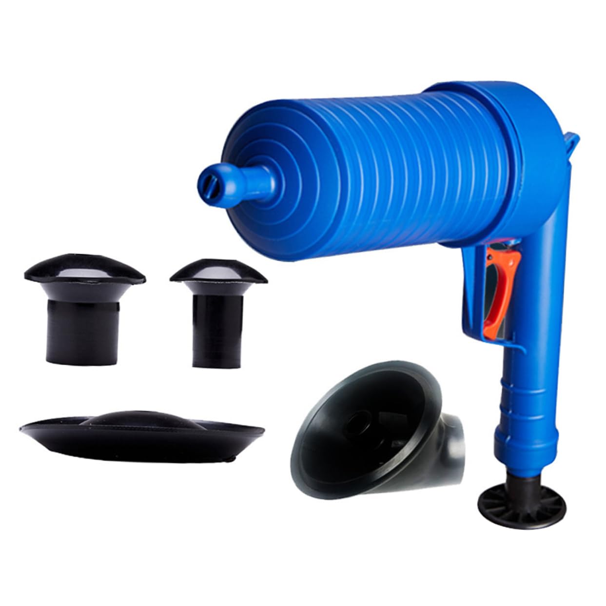 Desatascador de Inodoro Aire a Presión, 4 Ventosas, Azul