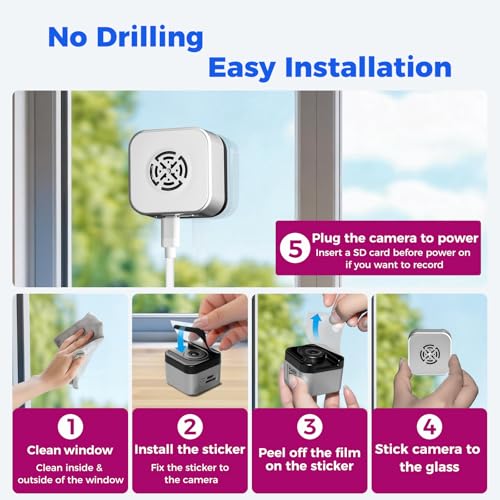 xmartO 2K Window Security Camera, WiFi 6 Dual-Band, No-Drill Indoor Install by xmartO - Used condition - Image 2
