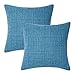 Amazon Brand - Umi Juego de 2 Fundas Cojines 45x45cm, Funda Cojín Sofá Fundas de Almohada Suave de Lino Azul Marino