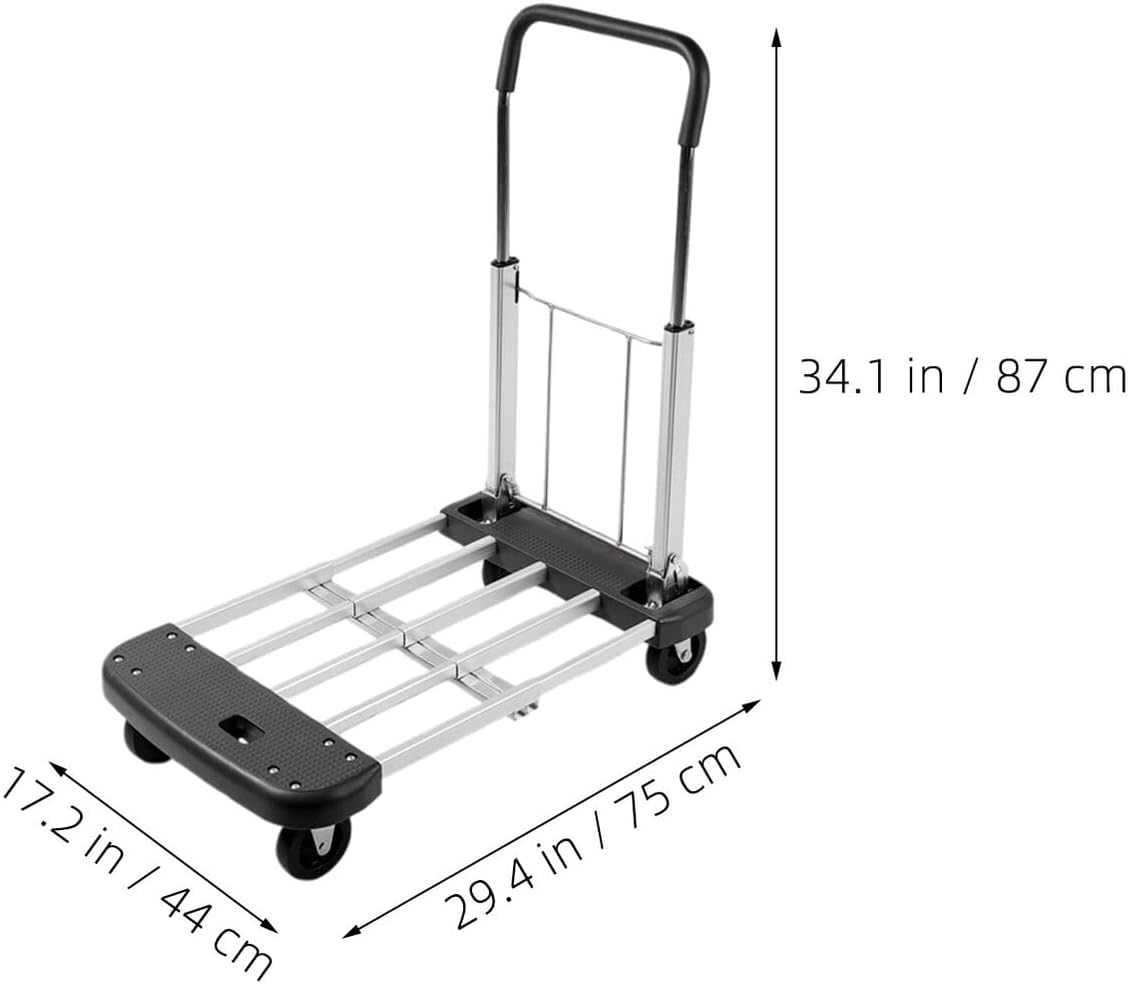 ibasenice Folding Trolley Cart with 4 Silent Wheels, Portable Multi-Functional Hand Truck for Luggage and Shopping, Compact Foldable Utility Cart for Home and Travel Use