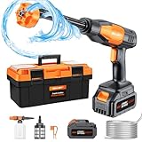 SEALIGHT Cordless Pressure Washer Portable Power Washer, 970PSI Portable Car Washer with 3.0Ah Battery 6-in-1 Nozzle Carry Box Battery Operated Power Washer for Cars, Fences, Patio, Bikes Cleaning