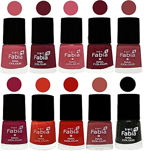 Image of SMC Fabia ALL IN ONE (PACK OF 10), Long Lasting Glossy Nail Polish, 6 ml Each, All Vibrant Colours,02433