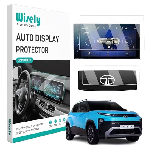 Image of Wisely 2Pcs - Screen Guard for TATA PUNCH (2026) Pure+ / Pure+S / Adventure / Adventure S Car - 8 Inch Display Infotainment System + Steering Cluster Protector - Stereo Accessories - Touch Responsive - HD Clear