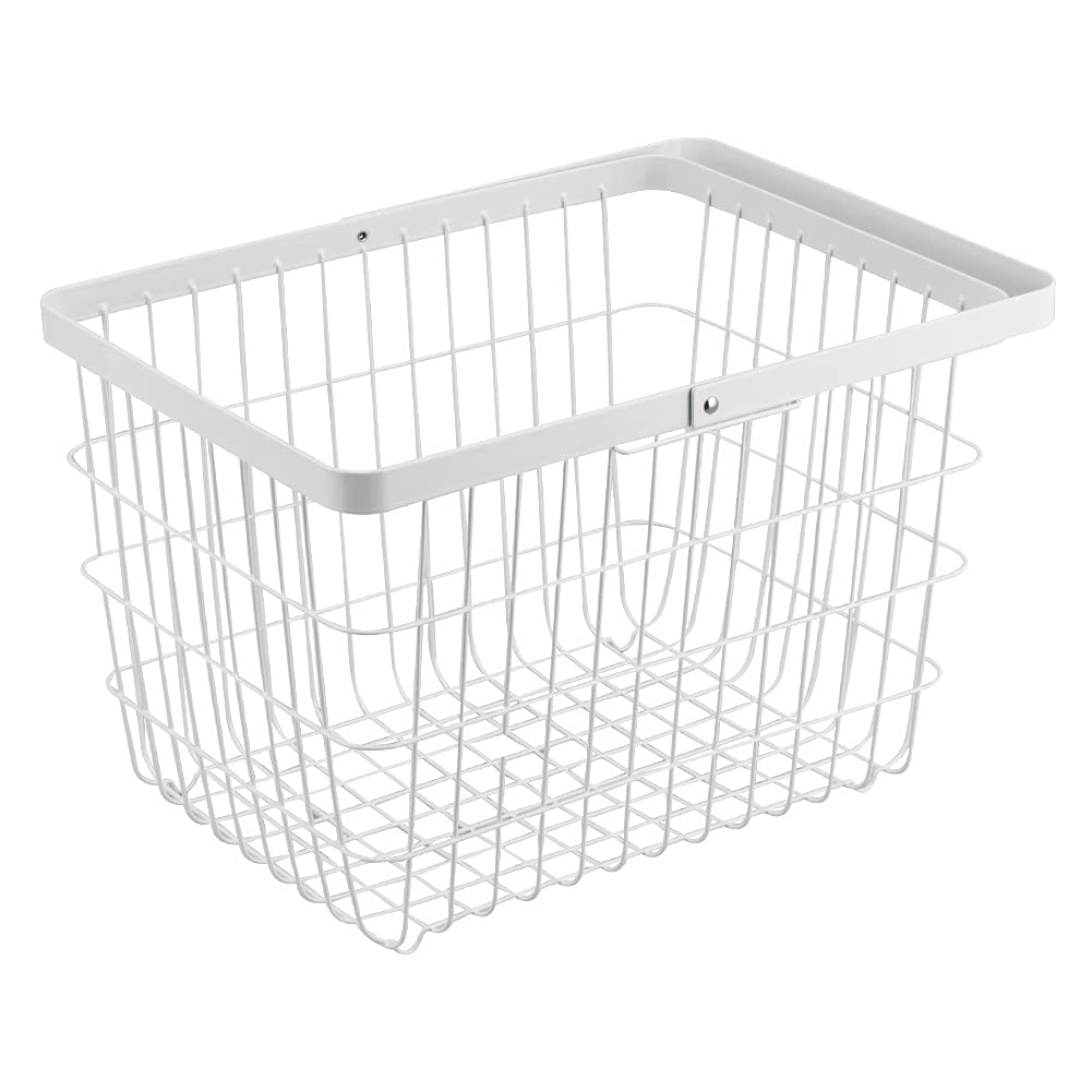 Yamazaki Home Wire Laundry Basket-Storage Hamper, Medium, White