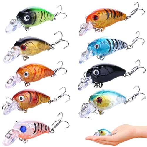 JazRvr 9 Stück Forellenköder Set, Wobbler Angelköder mit lebensechten Schwimmbewegungen, ideal für Süßwasser und Salzwasser, 4.5 cm