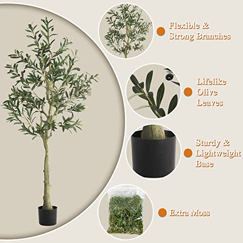 Neutype Artificial Olive Tree 5Ft, 59" Artificial Tree Set Of 2, With 2 String Lights, Fake Trees For Living Room Home Office Garden Decor Indoor & Outdoor, 2 Packs(Battery&Plant Basket Not Included) #TOP3