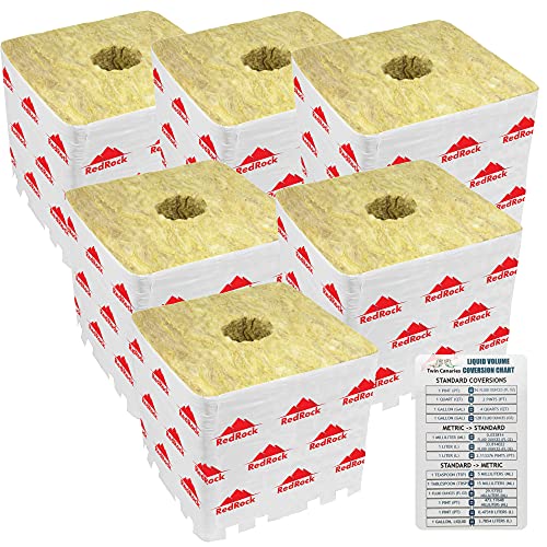Redrock Rockwool 4 PRO Grow Block for Hydroponics | 6 Pack + Twin Canaries Chart