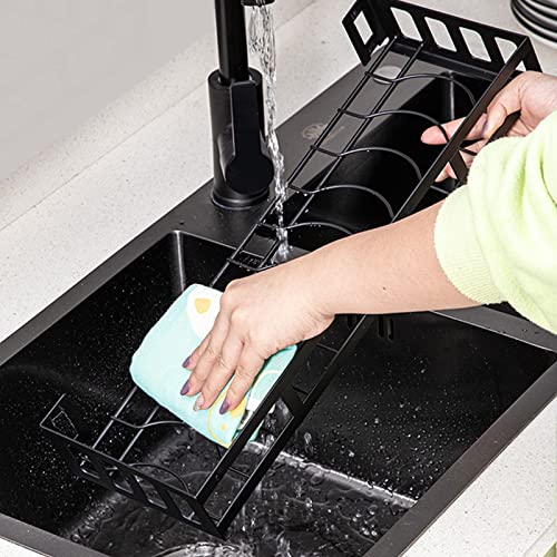 Abtropfgestell mit 2 Etagen, zur Wandmontage, mit Ablaufpfanne und Ablage, schwarz, für Schüsseln, Tassen, Löffel, Gabeln, Küchen-Abtropfbrett-Organizer
