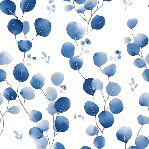 Laatse Modern Blue Leaf Wallpaper Peel and Stick Floral Contact