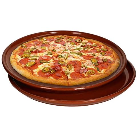 MamboCat Pizzateller Tonware I 2er Set I 2,5 x Ø 32 cm I Mediterran I Glasiert I Unikat Handarbeit I Antike/Vintage I Mittelalter I Wikinger Cover