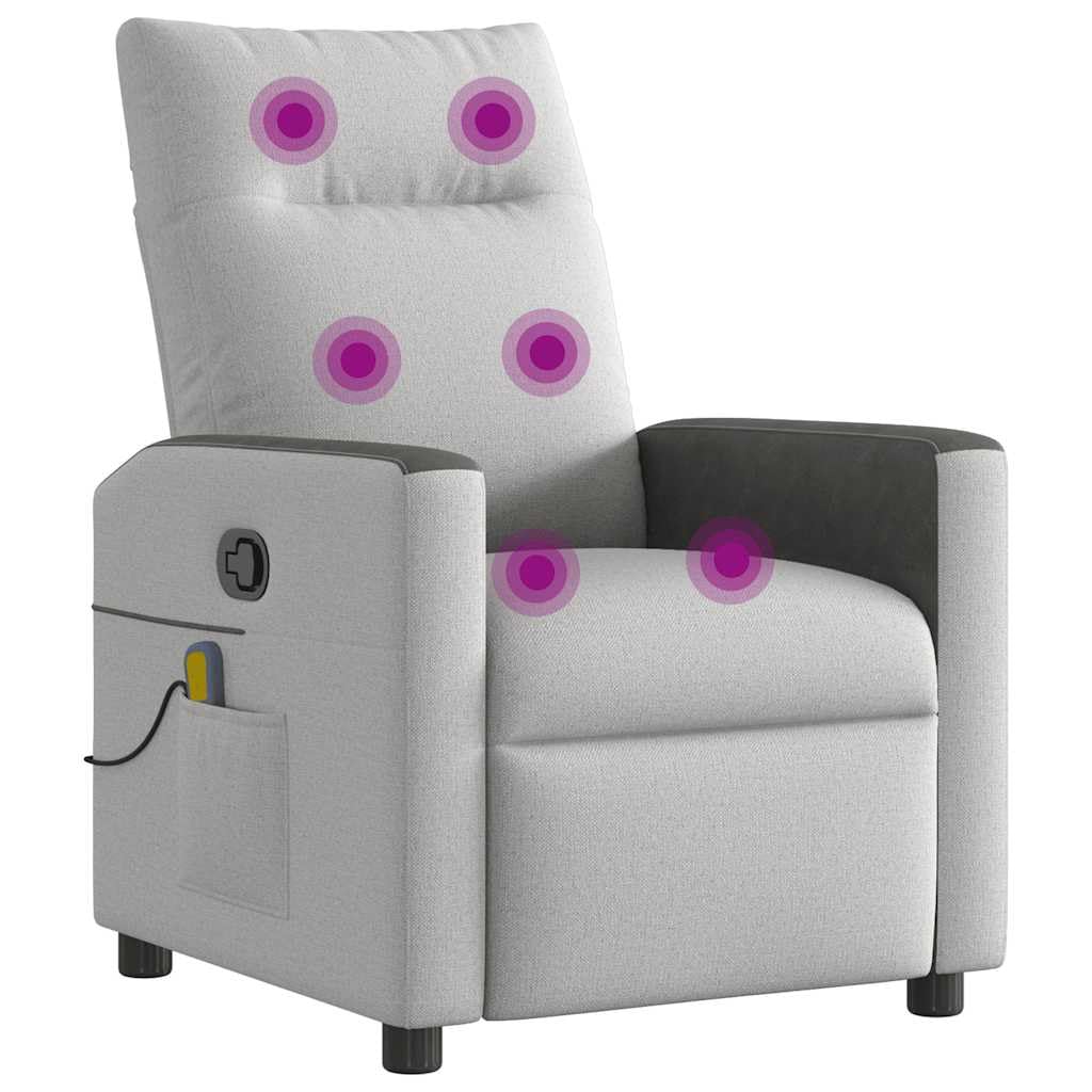 vidaXL Sillón de Masaje reclinable de Tela Gris Nube, sillón de Masaje reclinable, sillón, sillón reclinable, sillón de Masaje de Oficina