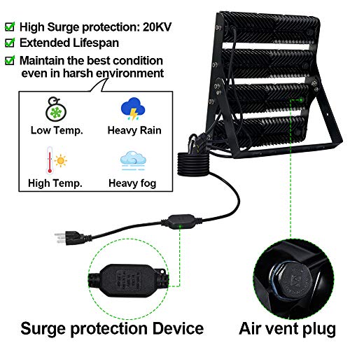 200W LED Flood Light Outdoor, 18000lm 6000K Super Bright Yard Security Lights IP66 Waterproof Outdoor Work Lights Daylight White,OSRAM LED Chips, Adjustable Heads, Great for Garden,Street, Parking Lot - Thumbnail 5