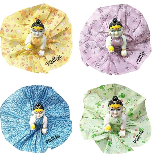 Image of Partish Laddu Gopal Cotton Dress (Pack of 12) | Summer Poshak for Ladoo Gopal Ji | Kanha Ji | Thakur Ji (Size 6, Pack of 12)
