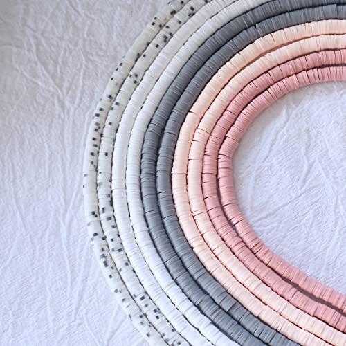 HERZWILD ca.3600pcs Heishi Beads Colorful 6mm Clay Beads for Threading 10 Strands Clay Beads Set for Chocker Necklace