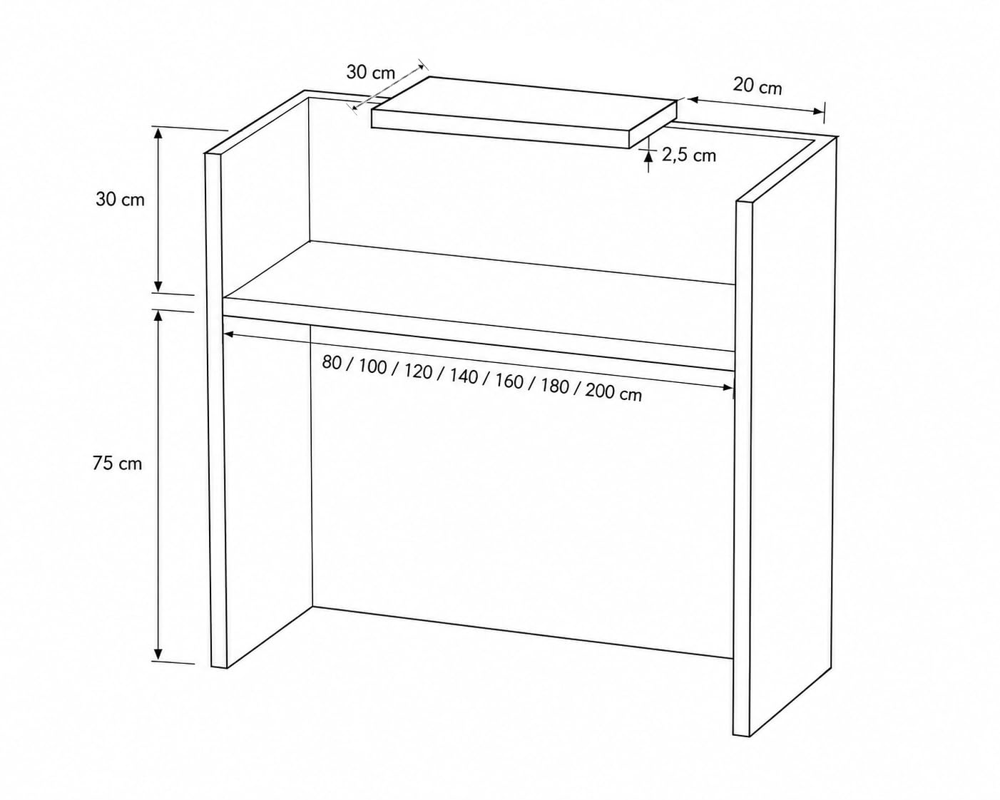 Genérico OFILIKE. Mostrador Basic de Recepción para Oficina o Negocio - Mostrador Recepción Moderno con Estante Interior (Blanco) (120cm Ancho)