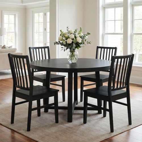 Wahson Farmhouse Dining Chairs Set of 4, Black Wood Dining