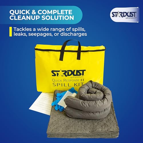Stardust Spill Products Universal Spill Kit – OSHA Compliant Solution for Vehicles, Industrial, & Restaurant Use, Emergency Response Chemical, Water, & Bodily Fluid Cleanup, 2-Pack