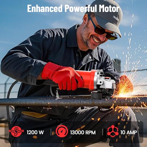 Angle Grinder 10 Amp, 4-1/2 inch Power Angle Grinder Tools with 13000 RPM, 1200W Small Angle Grinder for Cutting, Grinding, Polishing - Image 3