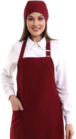 Askılı Önlük Cepli - 19 Bordo