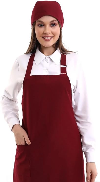 Askılı Önlük Cepli - 19 Bordo