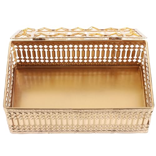 JOINPAYA Porta Pañuelos de Papel Cubierta de Cristal y Baño en Oro Rosa, Caja Decorativa para Servilletas, Uso en Oficinas, Habitaciones y Espacios de Estilo Europeo