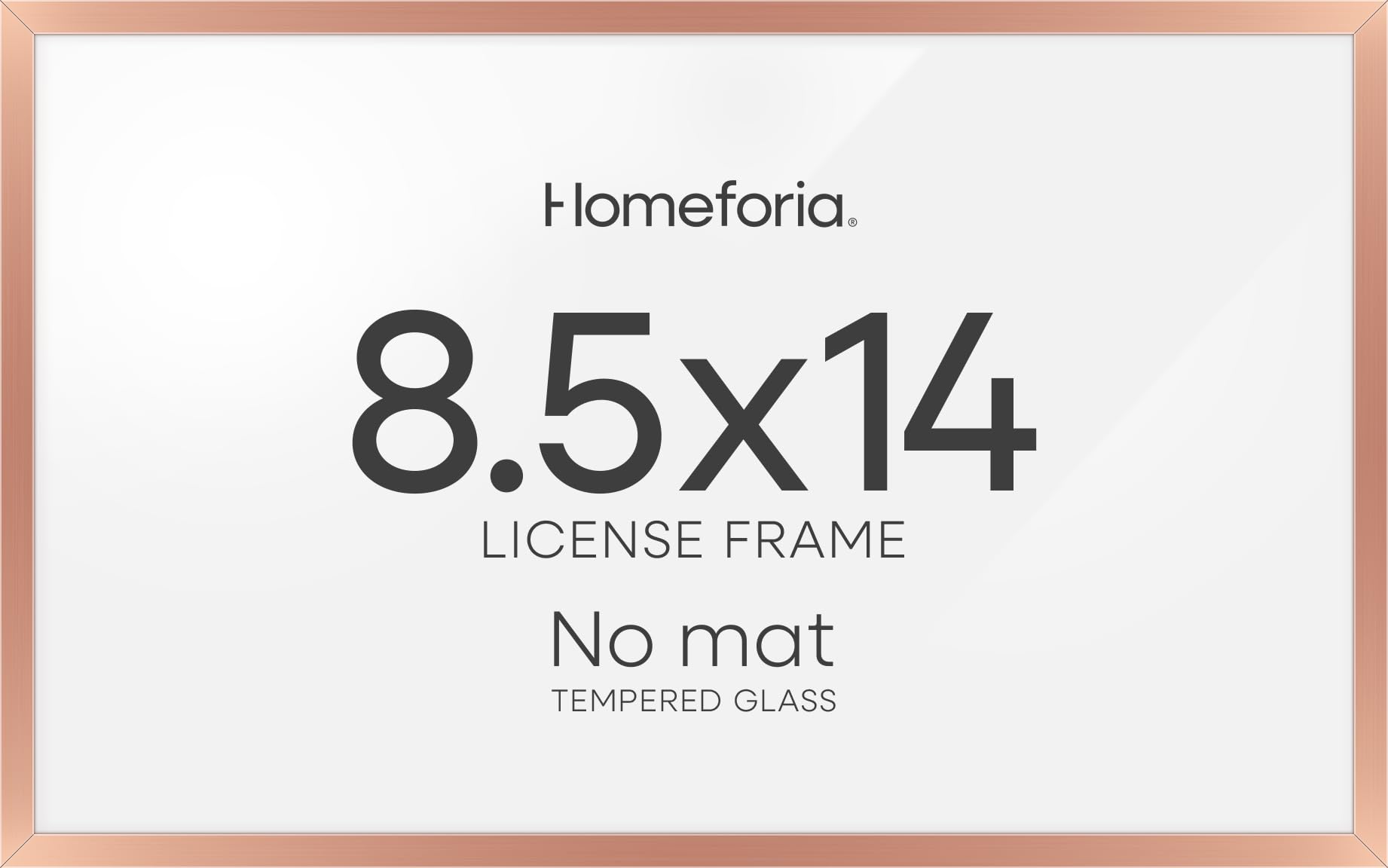 Homeforia 8.5x14 Marriage License Frame, High End Metal 8.5 x 14 Rose Gold Marriage Certificate Frames, 14x8.5 Picture Frame for Wall &amp; Tabletop, 8.5x14 Photo Frame, Tempered Glass, Wall Kit, Set of 3