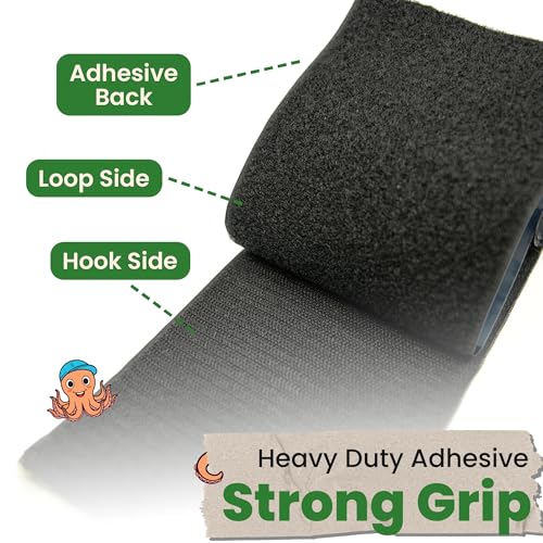 ECOHomes Heavy Duty Strips for Couch Cushions 4 Inch x 6.5 FT Keep Sofa Cushions from Sliding - Adhesive Hook And Loop Tape Roll To Prevent Sliding Couch Cushion, Outdoor Non Slip Furniture Grip Black