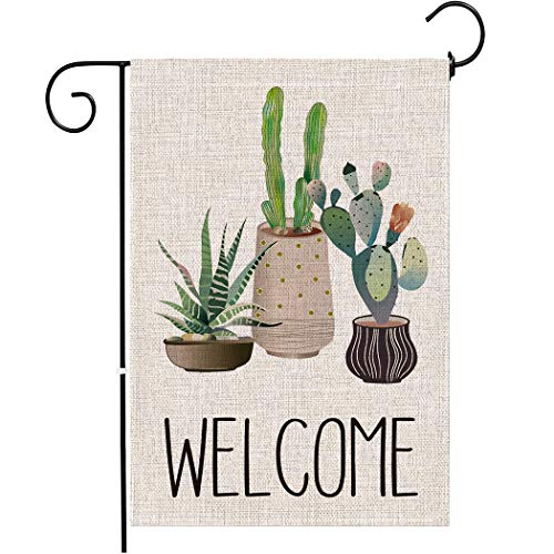 Chengxun HYQ-06 Succulent Potted Plant Welcome Garden Flag Double Sided cover