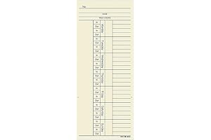 Adams Time Cards -Weekly, 2-Sided, Overtime Format- 200-Count