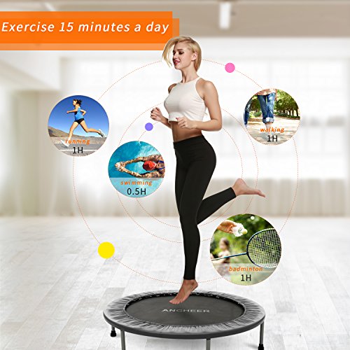 ANCHEER Trampolin, 96,5 cm Mini Faltbares Trampolin Rebounder, Fitnesstrampolin mit Sicherheitspolster für Erwachsene… – Bild 3