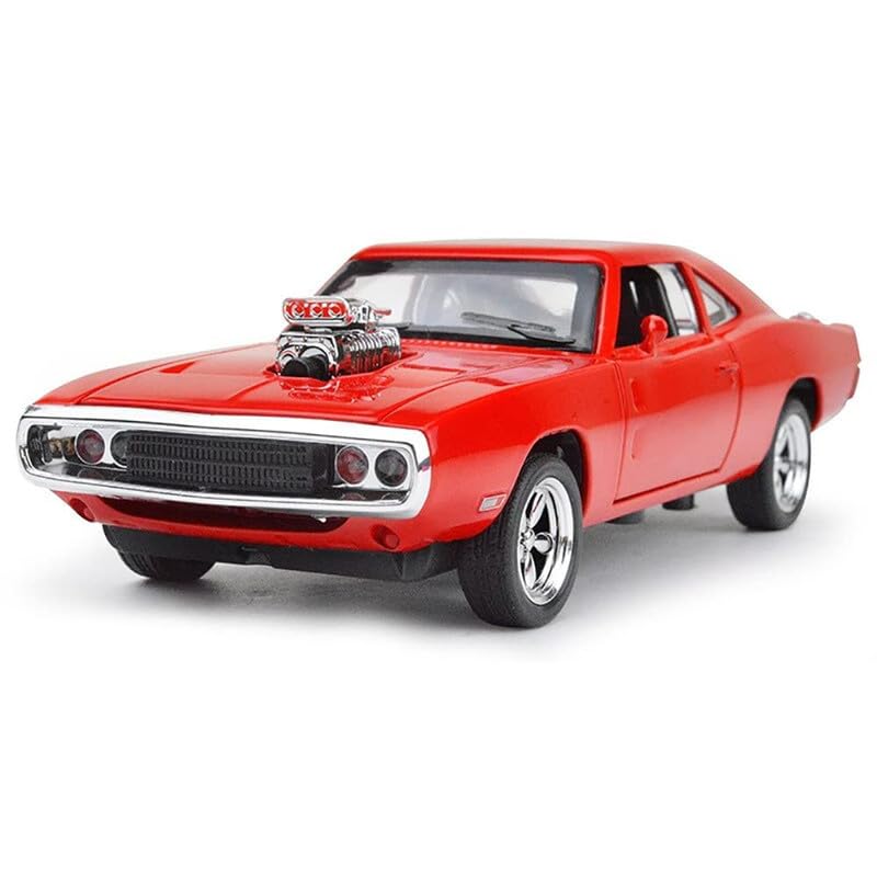 Image of Kids Model 1:32 FF8 Die Cast Metal Car Pull Back Action Opening Doors with Realistic Engine Sound Lights Toy Car Gift for Boys - Red