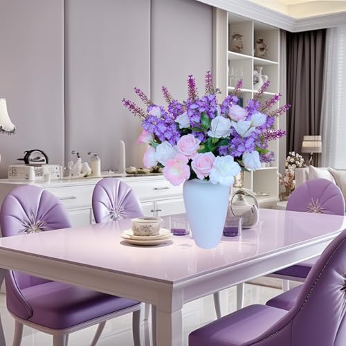 La.Ponee LAAF-240715-02 Premium Silk Flower Arrangements, Purple Lavenders Fake Larkspur Pink & White Roses, Artificial Flower Bouquets thumb #5