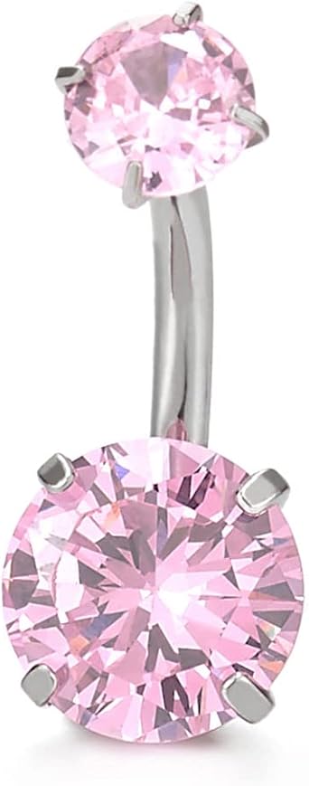COOLSTEELANDBEYOND Anneau De Nombril Piercing Acier Chirurgical Avec Zircone Cubique - Modèles Variés
