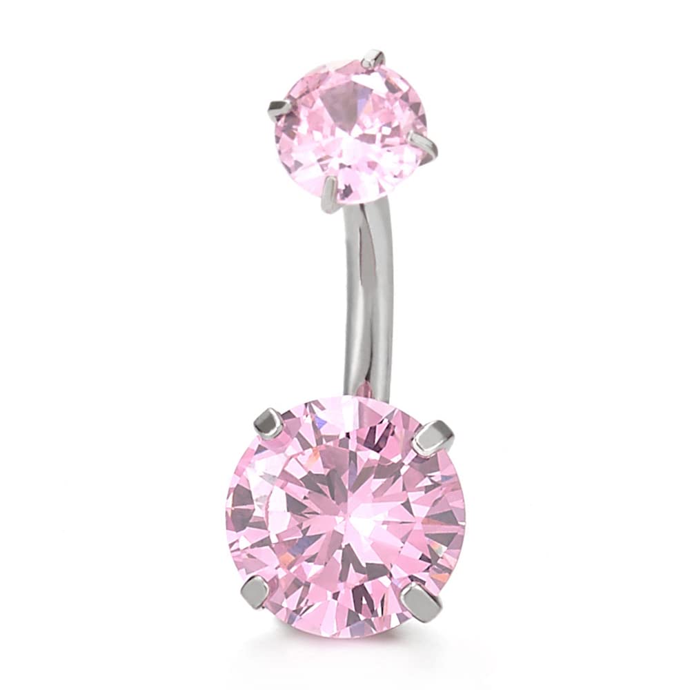 COOLSTEELANDBEYONDAcero Quirúrgico Joyas para el Cuerpo Piercing Ombligo Vientre Botón Anillo Barbells con Dobles Zirconio Cúbico