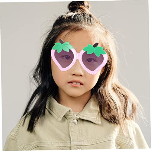 Funny Strawberry Sunglasses Set for Toddlers Pink Sun Glasses Strawberry Design for Parties2