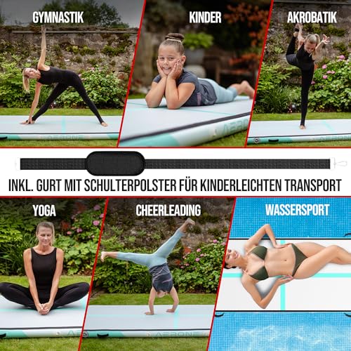 AERONE Airtrack Turnmatte Aufblasbar inkl. Pumpe & Tasche Größe wählen