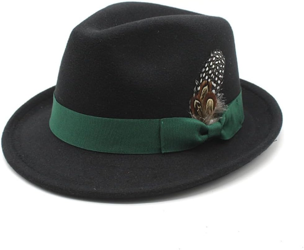 Classic Western Felt Cowboy Hat, Navy Blue with Gray Band, Feather Detail