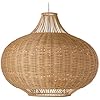 KOUBOO Large Wicker Pendant Lamp - 25" Pear Shaped Rattan Ceiling Light (Brown)