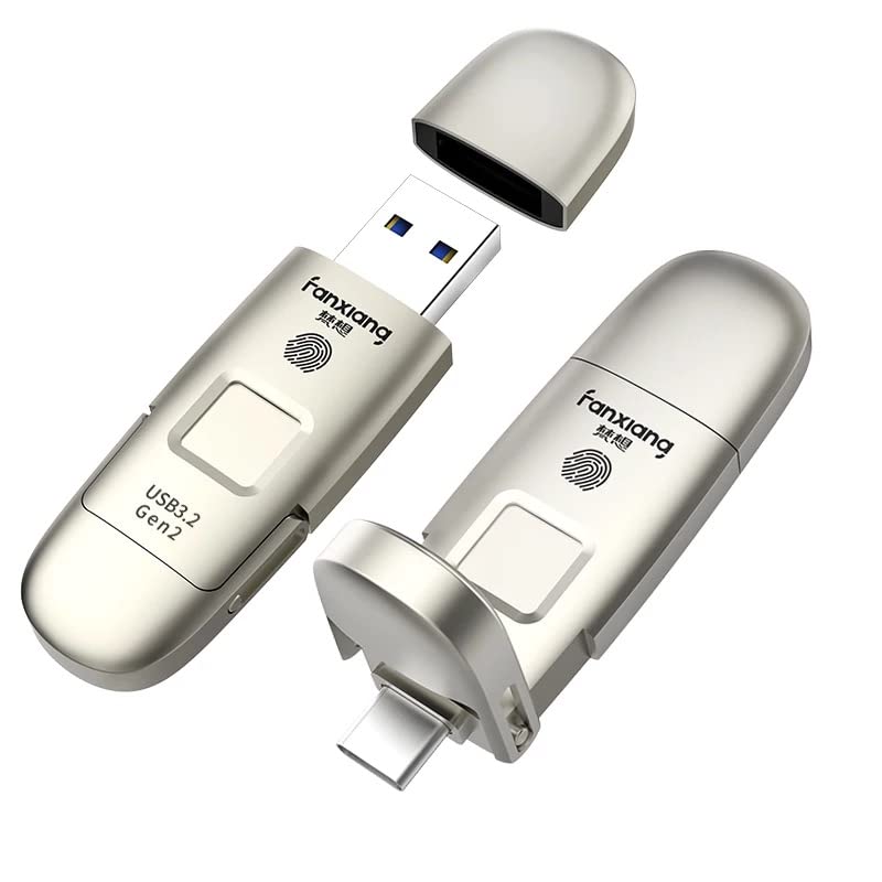 Connect 128 GB 2 in 1 OTG Flashdrive USB 3.2 + Type C with Fingerprint encrypted Solid State USB Flash Drive with 550/ Mbps Reading and Writing Speed(Metallic) (B0BR8H8NJX) Amazon Price History, Amazon Price Tracker