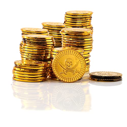 D.A.Y. Republic Kids Caribbean Pirate Fancy Dress Costume Accessory Kit for Halloween or Theme Party, Pretend Role Play Set (72 Gold Pirate Coins)