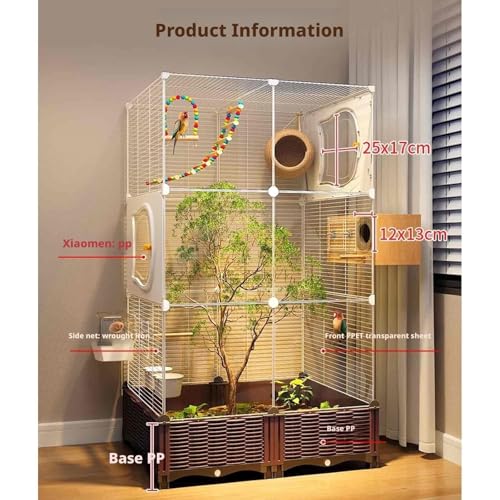 Vogelkäfig-Set aus Acryl für - Transparentes horizontales Drahtgeflecht - 12-teilige Kollektion für optimale Vogelpflege