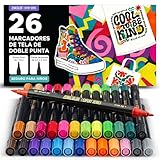 Zenacolor 26 Rotulador Textil Permanente Doble Punta - Pintura Textil Permanente y Lavable, Bolsas y Zapatos